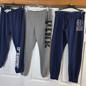 Victoria’s secret PINK Graphic Jogger Sweatpants Trio - Navy & Gray